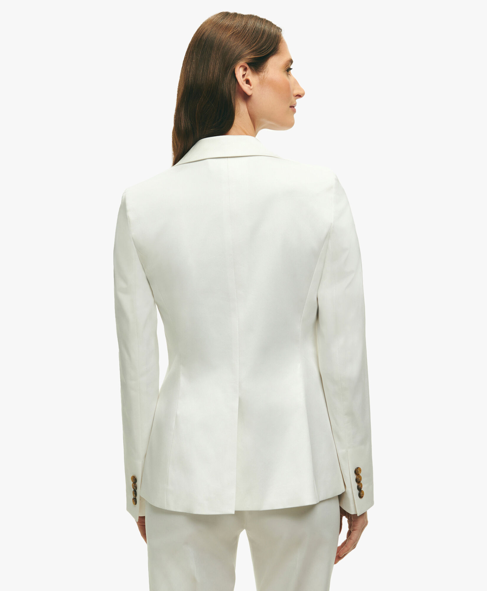 White Peak Lapel Cotton Sateen Jacket in White for Women Brooks Brothers EU