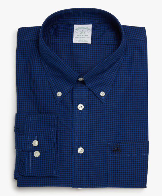 Brooks Brothers Milano Slim-fit Non-iron Sport Shirt, Oxford, Button-Down Collar Blue Intense 1000090063US100186621
