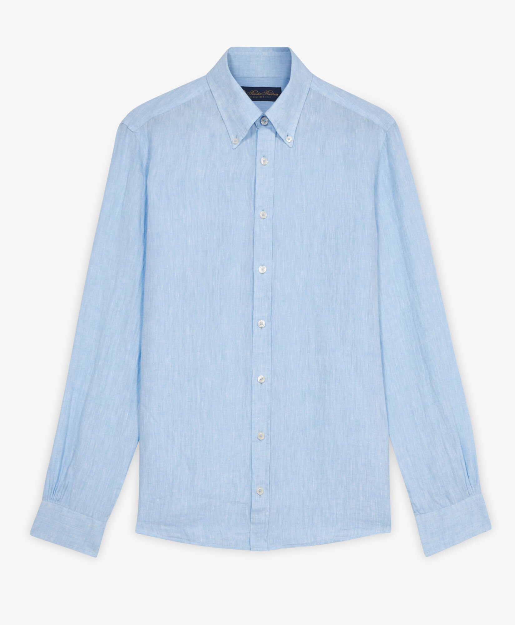 Brooks Brothers Chemise Slim Fit en Lin avec Col Button-Down Bleu Clair CSHBD007LIPLI001LTBLP001