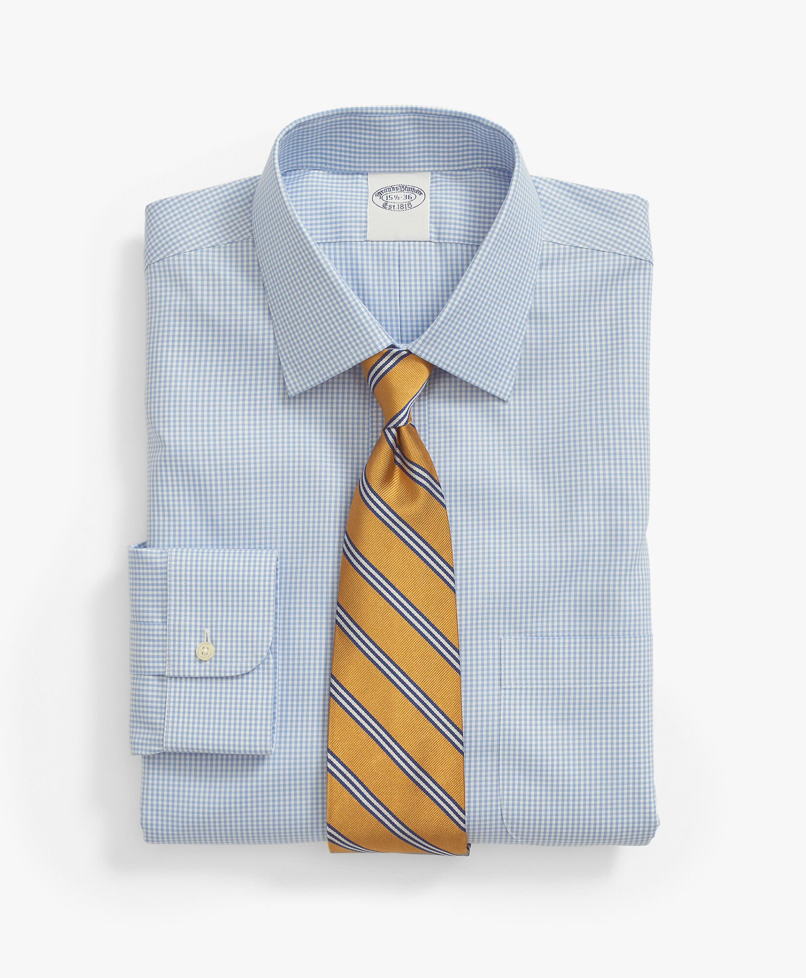 Gingham Regular Fit Cotton Dress Shirt with Ainsley Collar