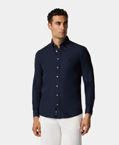Brooks Brothers Slim Fit Baumwoll-Baumwoll-F&auml;rb-Hemd-Button-Down-Hemd Marineblau CSHBD012COPCO001NAVYP001