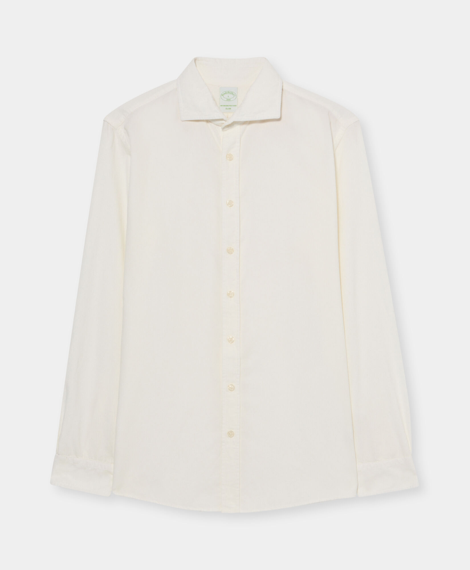 Brooks Brothers Slim Fit Cotton Corduroy Shirt with Spread Collar White CSHSP012COPCO001WHITP001