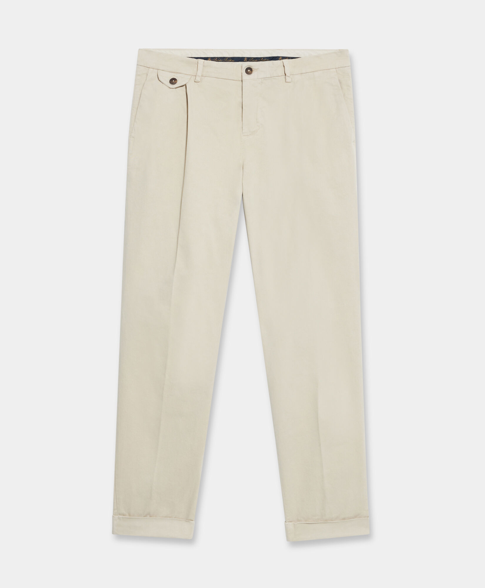 Double Pleated Regular Fit Cotton Chinos in Sand for Men Brooks Brothers UK