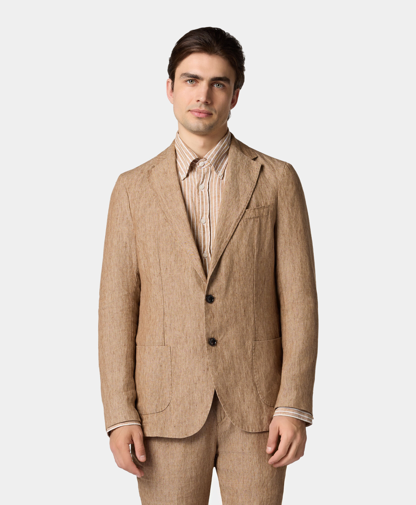 Brooks Brothers Linen Single-Breasted Blazer Light Brown JKREG070LIPLI001LTBRP001