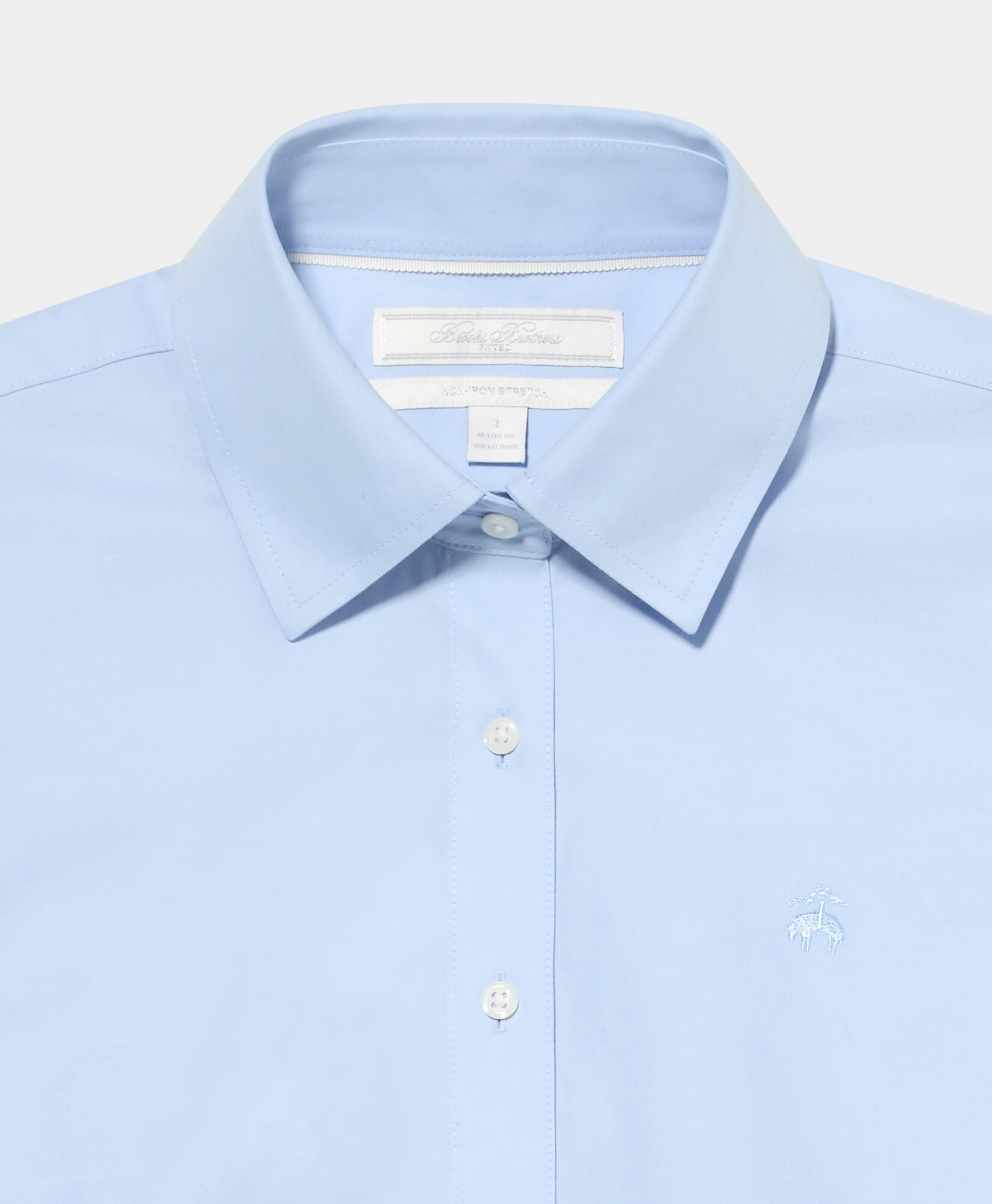 Brooks Brothers Fitted Non-Iron Oxford Pinpoint Supima Shirt with Forward Point Collar Light Blue 1000102824US100217237