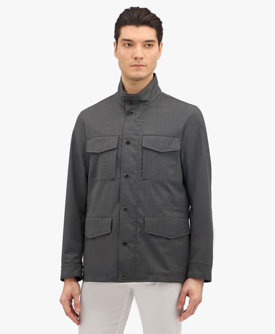 Brooks Brothers Veste field jacket grise en laine vierge Gris moyen COFIE004WVPWV003MDGRP001