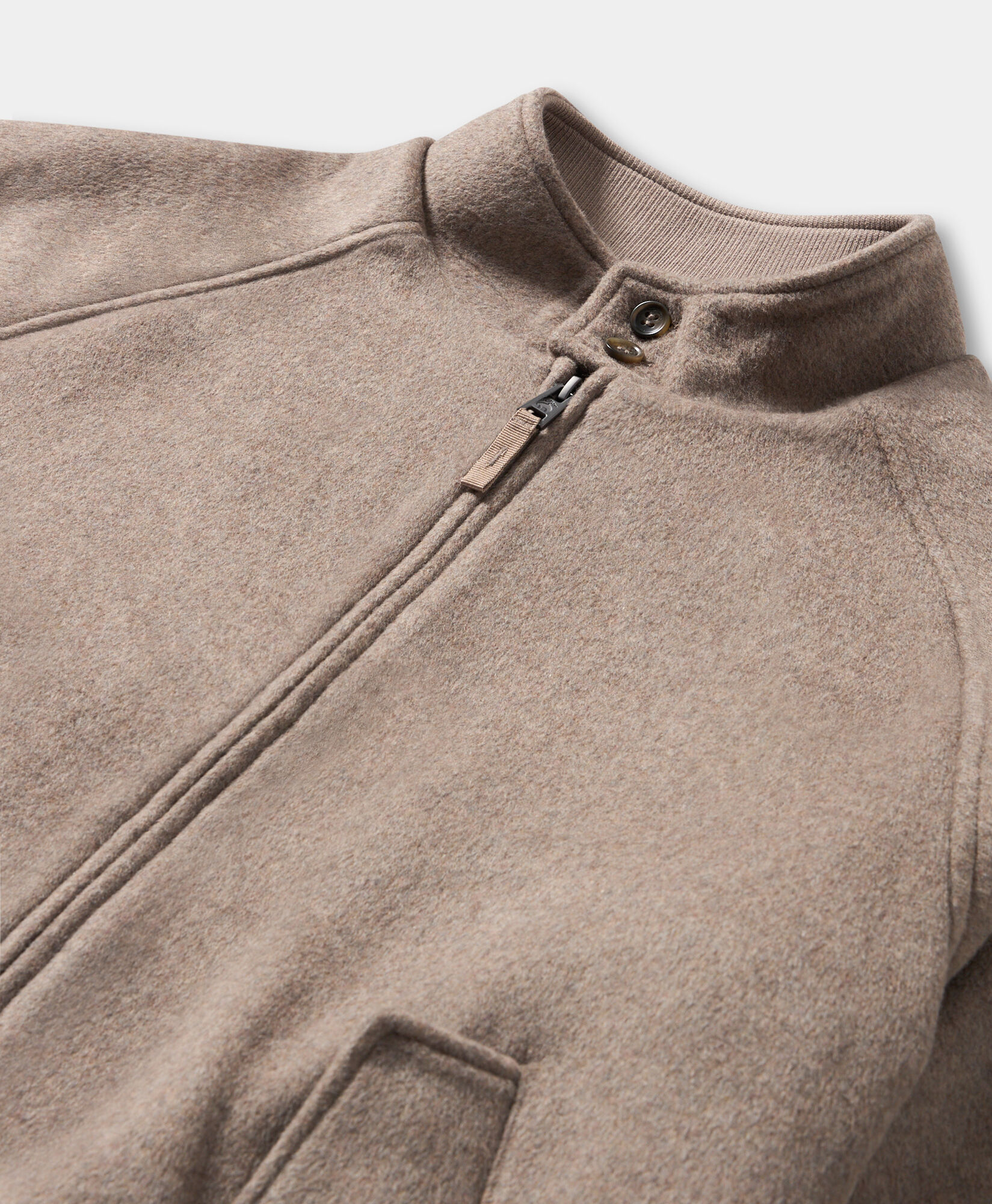 Brooks Brothers Harrington Jacket z Wełny Taupe COBOM018WOBOF001TAUPE001