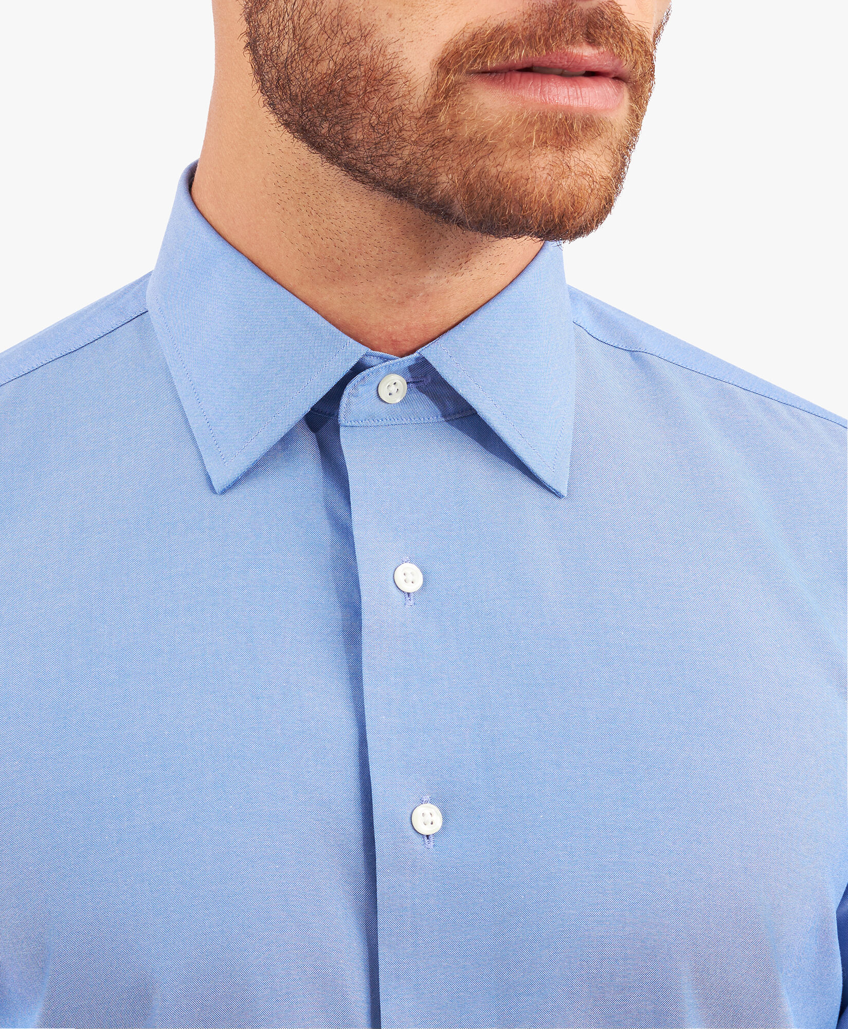 Blue Slim Fit Non Iron Stretch Supima Cotton Pinpoint Oxford Cloth