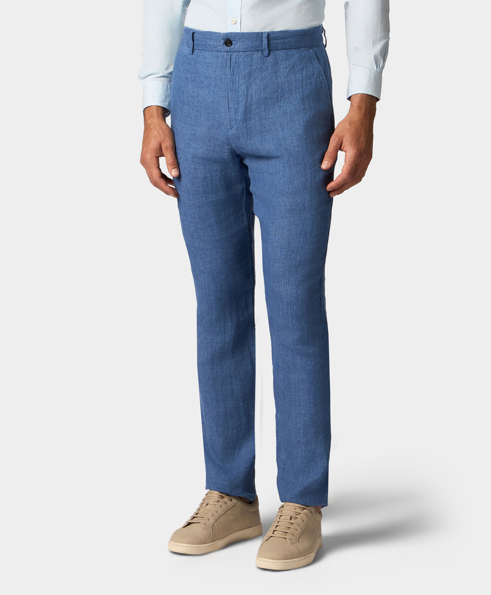 Brooks Brothers Leinenhose Denim Blau DTROU021LIPLI001DENIP001