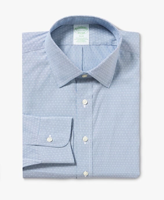 Brooks Brothers Camisa de vestir de algodón elástico azul non-iron corte slim con cuello Ainsley Azul Claro 1000097868US100206049