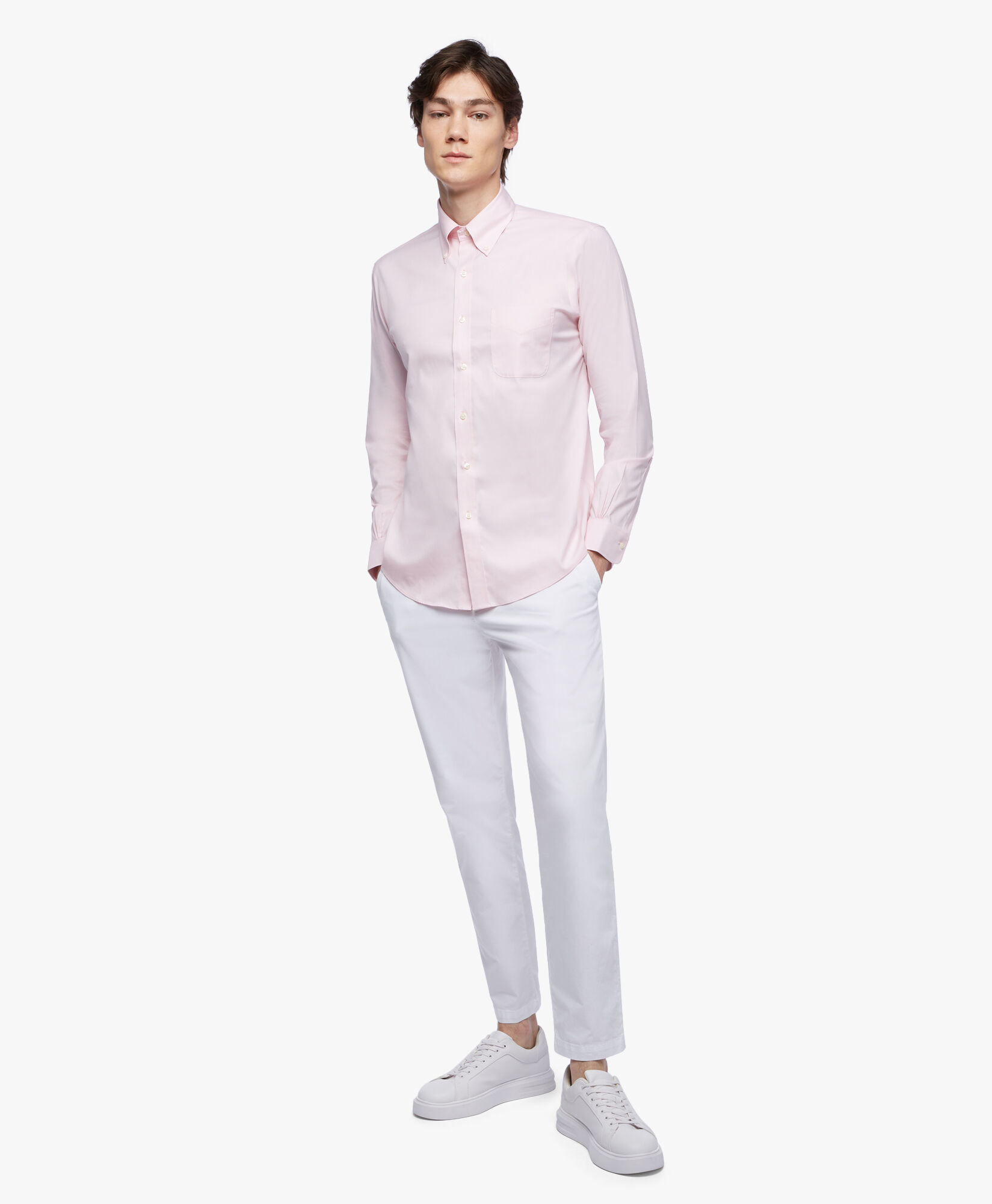 Brooks Brothers Regular Fit Non-Iron Supima Oxford Pinpoint Shirt with Button Down Collar Pink 1000095081US100199372