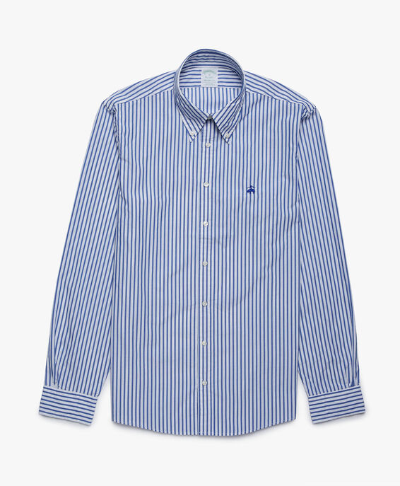 Brooks Brothers Milano Slim-fit Sport Shirt, Broadcloth, Button-Down Collar Bluebengal 1000089984US100186443