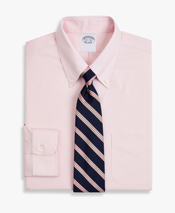 Brooks Brothers Light Pink Slim Fit Non-Iron Stretch Cotton Dress Shirt with Button Down Collar Light Pink 1000095084US100199387