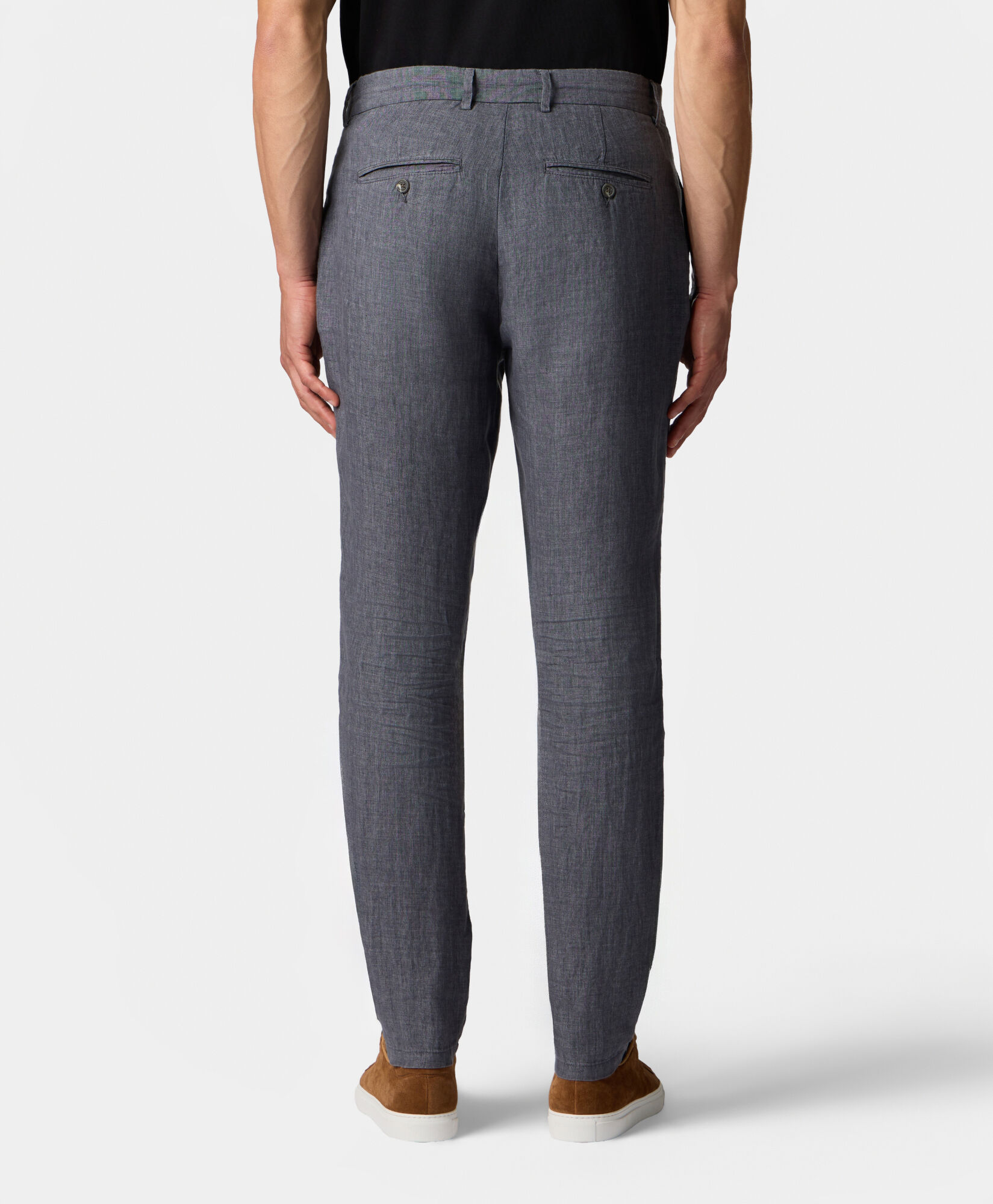 Brooks Brothers Linen Trousers Dark Grey DTROU021LIPLI001DKGRP001