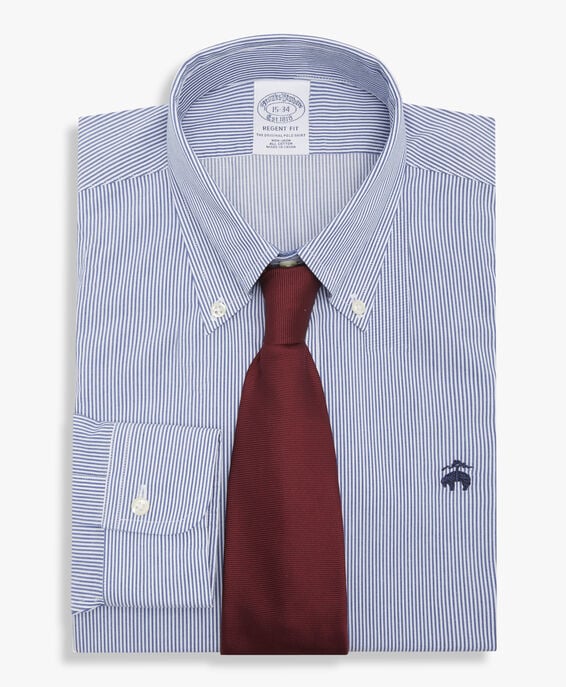 Brooks Brothers Camisa azul regular fit non-iron de algodón con cuello button down Azul 1000096983US100204269