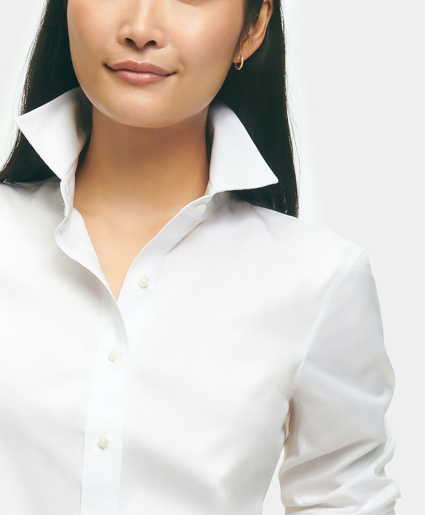 Classic Fit Non Iron Supima Stretch Pinpoint Oxford Shirt in White for Women Brooks Brothers EU