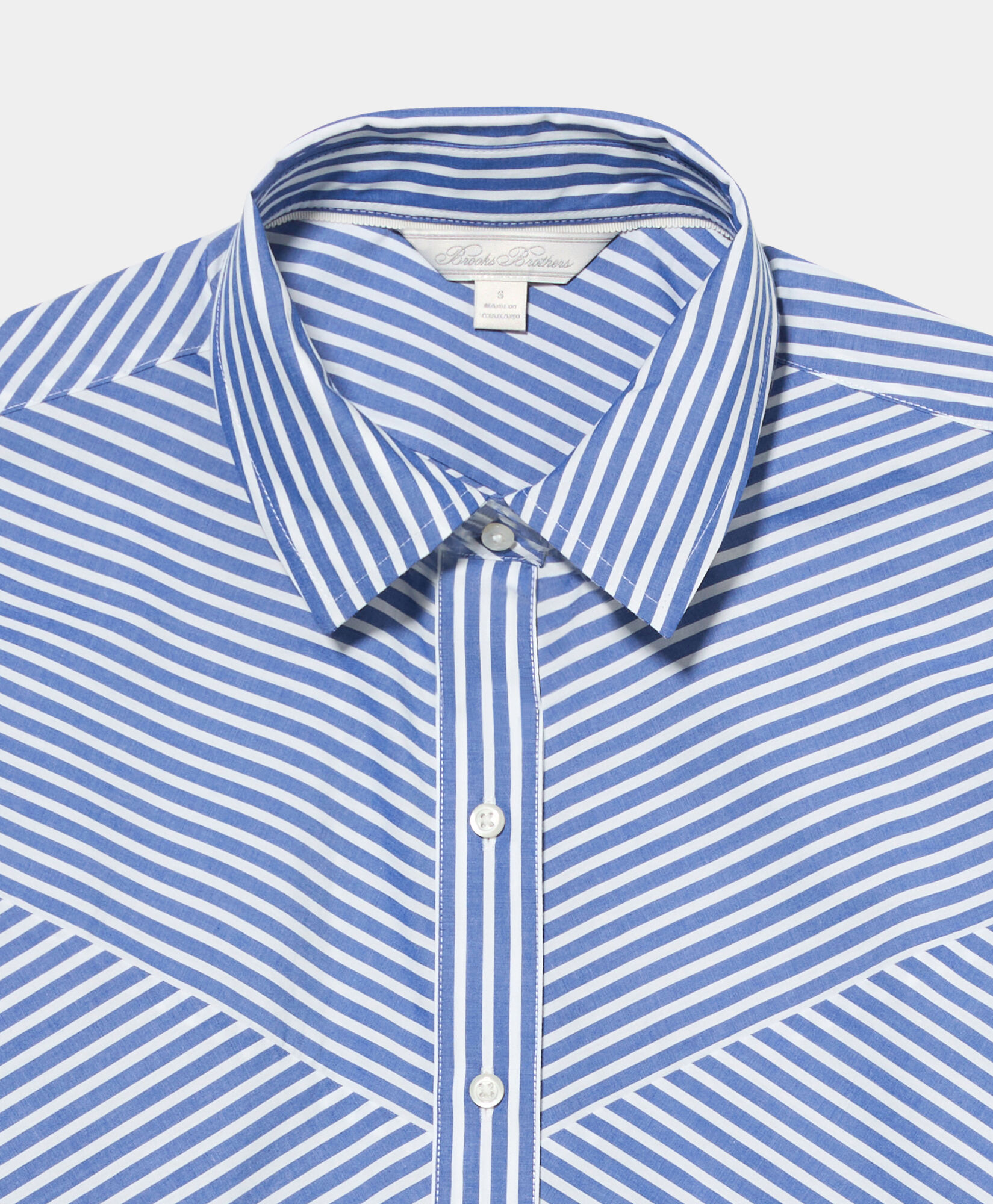 Brooks Brothers Relaxed Fit Striped Poplin Shirt with Forward Point Collar Dark Blue 1000104816US100221504
