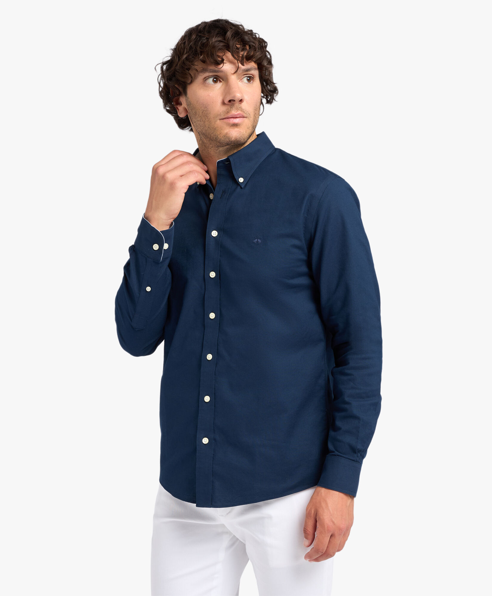 Brooks Brothers Chemise Slim Fit Oxford Non-Iron avec Col Button Down Bleu Marine 1000095301US100199970