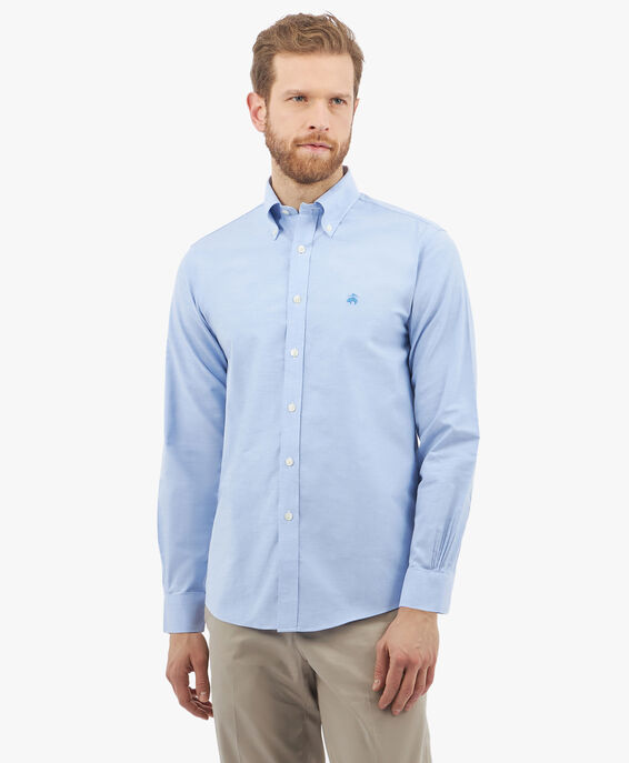 Brooks Brothers Camicia blu Regular Fit non-iron in cotone elasticizzato con collo button-down Blu 1000095661US100204602
