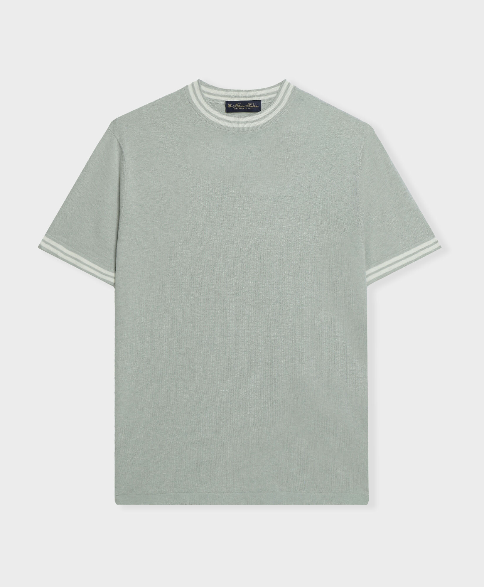 Brooks Brothers Organic Cotton-Linen T-shirt Teal KNCRN049COBLI004TEALP001