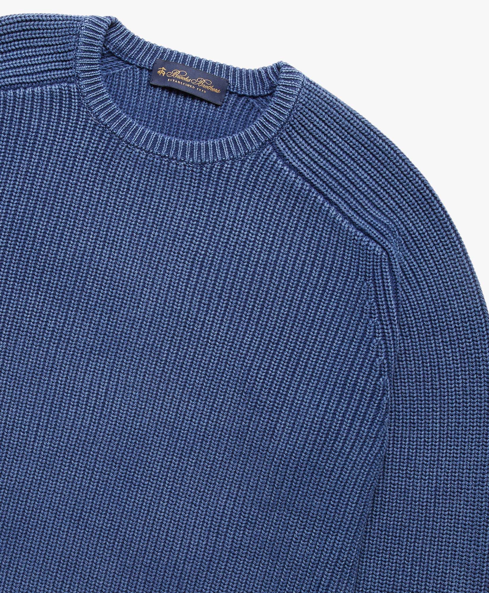 Blue Ribbed Cotton Sweater in Denim for Men Brooks Brothers UK