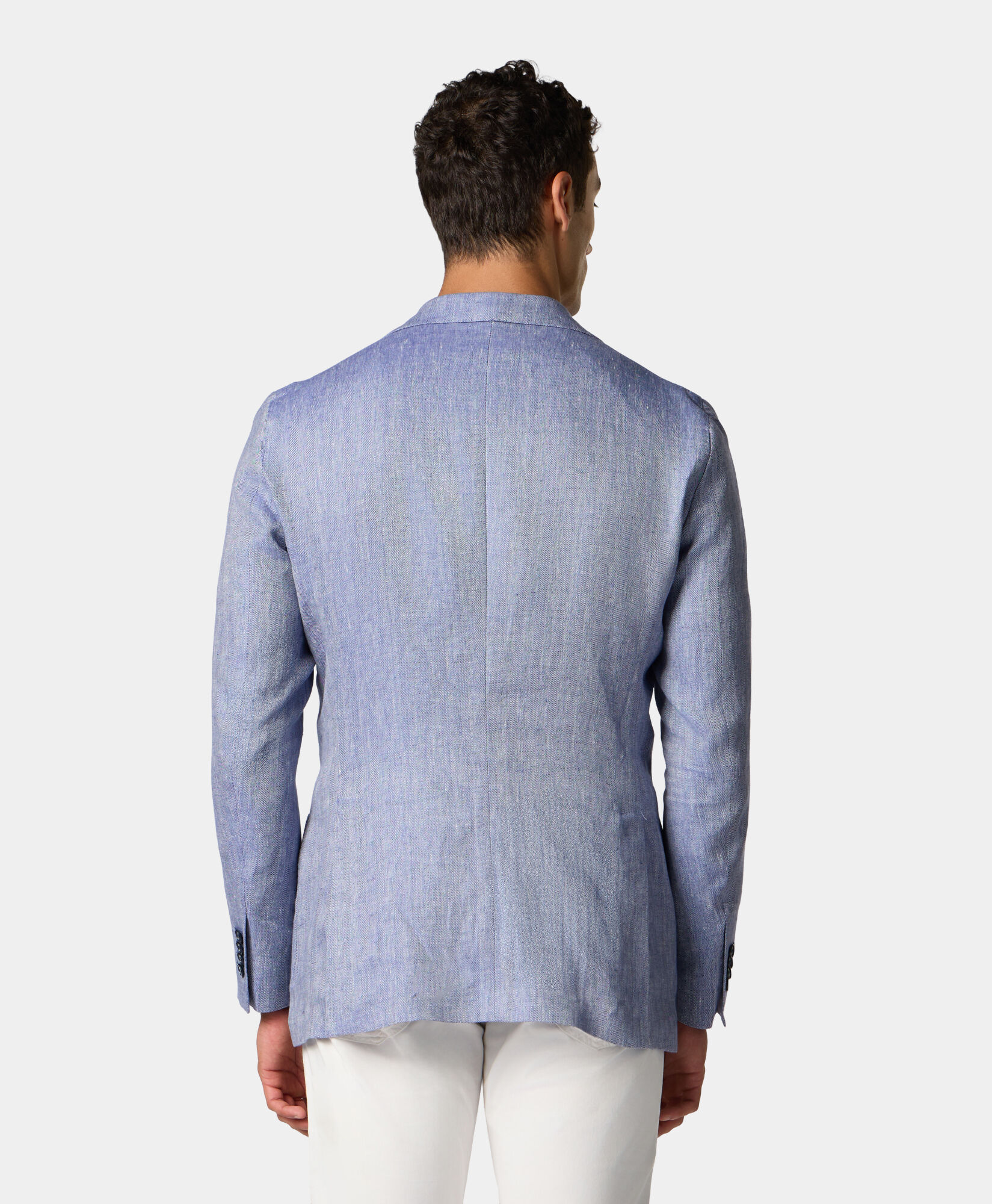 Brooks Brothers Herringbone Design Leinen Blazer Blau JKREG063LIPLI001BLUEF001