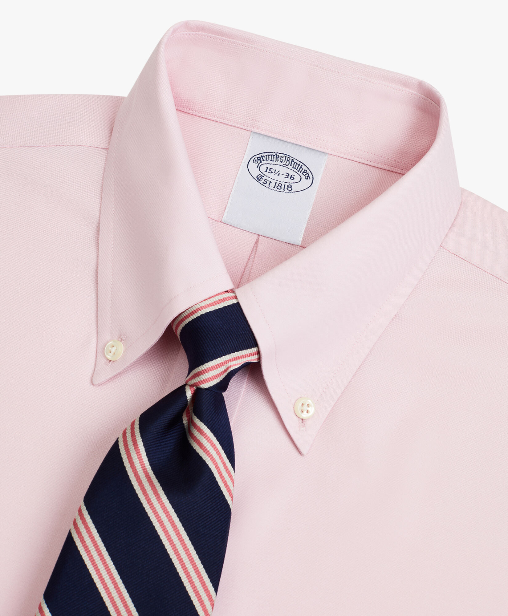Brooks Brothers Slim Fit Non-Iron Stretch Cotton Shirt with Button Down Collar Light Pink 1000095084US100199387