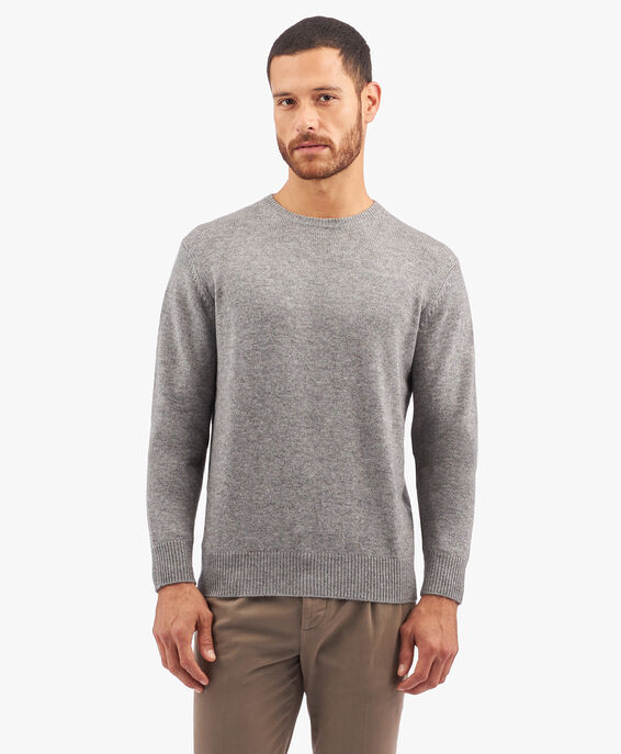 Brooks Brothers Light Grey Wool Cashmere Blend Sweater Light Grey KNCRN023WOBWS003LTGRP001
