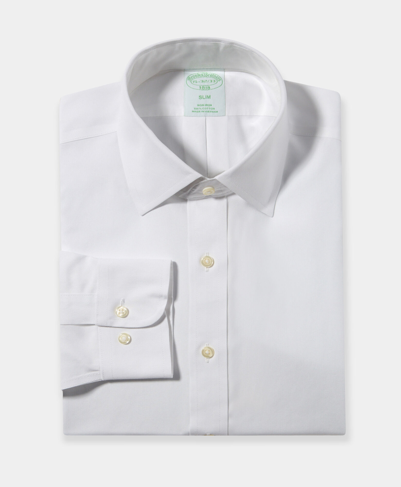 Brooks Brothers Slim Fit Non-Iron Oxford Pinpoint Shirt with Ainsley Collar White 1000096589US100202510