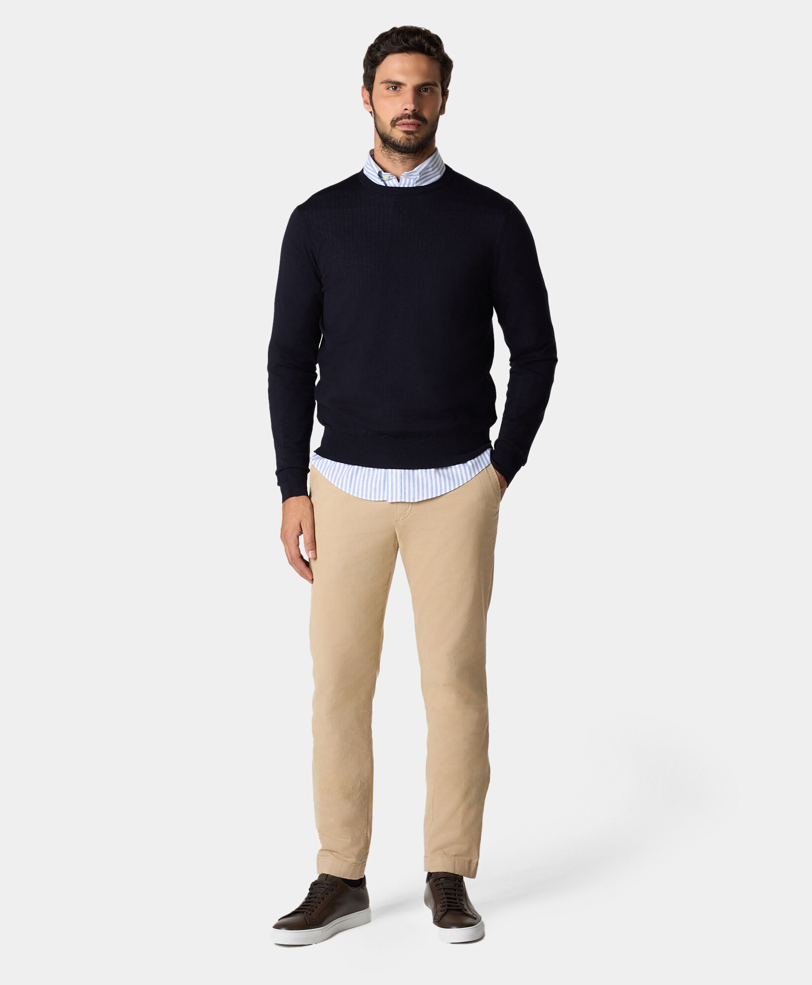 Brooks Brothers Merino Wool Crewneck Sweater Navy KNCRN035WOPWO006NAVYP001