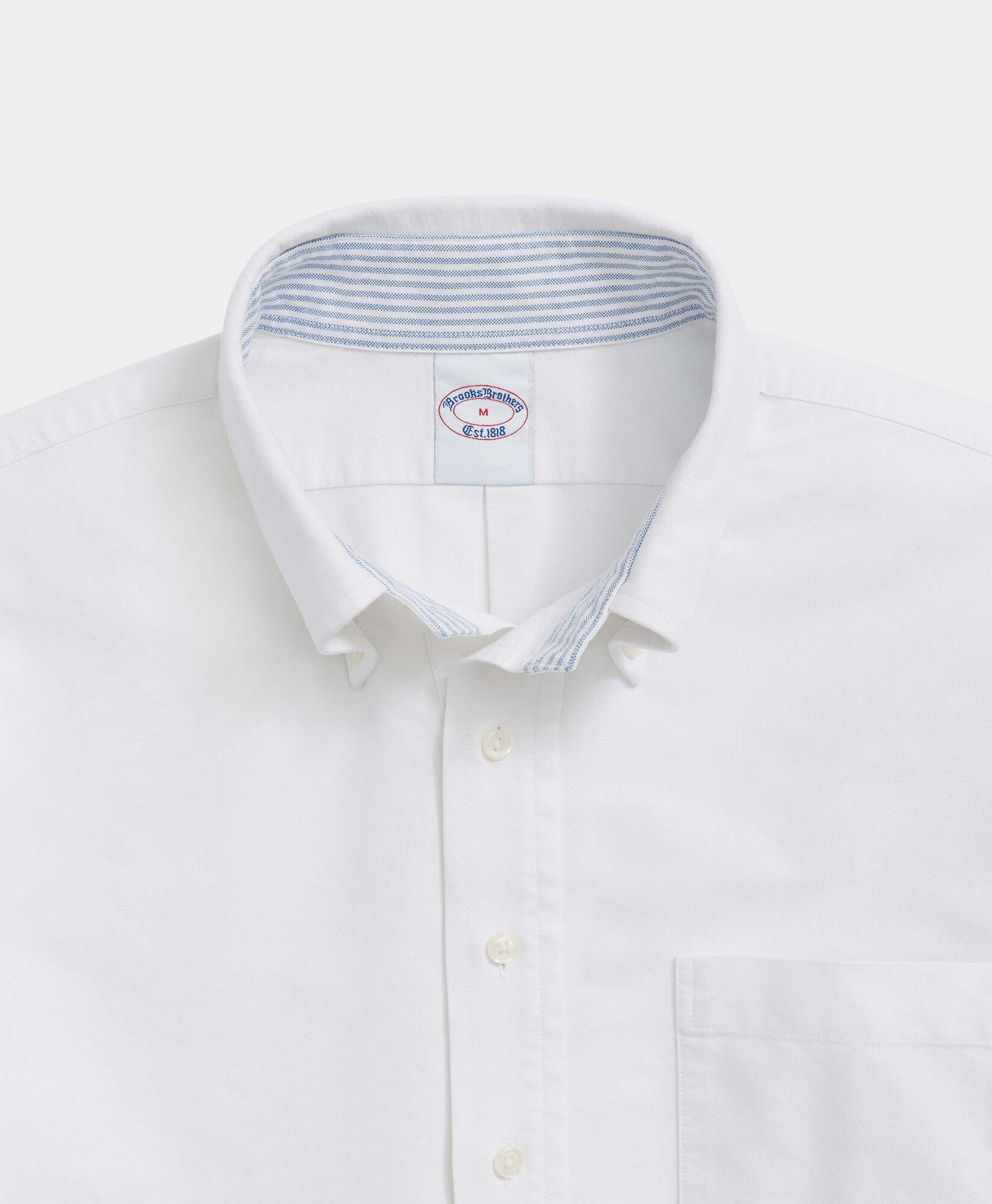 Brooks Brothers Regular Fit Washed Oxford Shirt with Button Down Collar White 1000098502US100207818