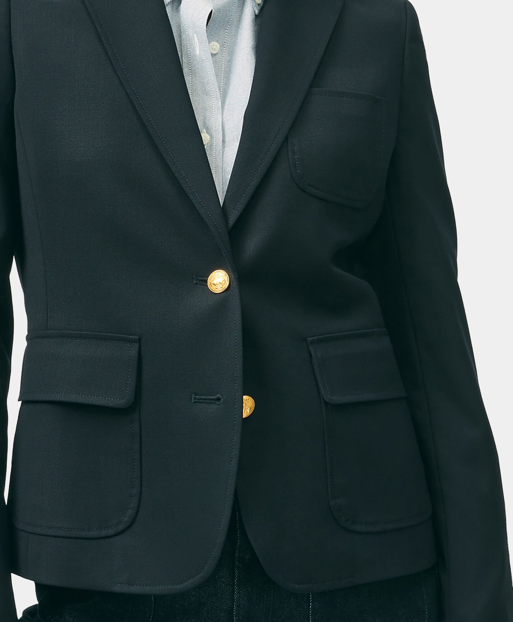 Cropped Wool Blend Blazer in Navy for Women Brooks Brothers UK