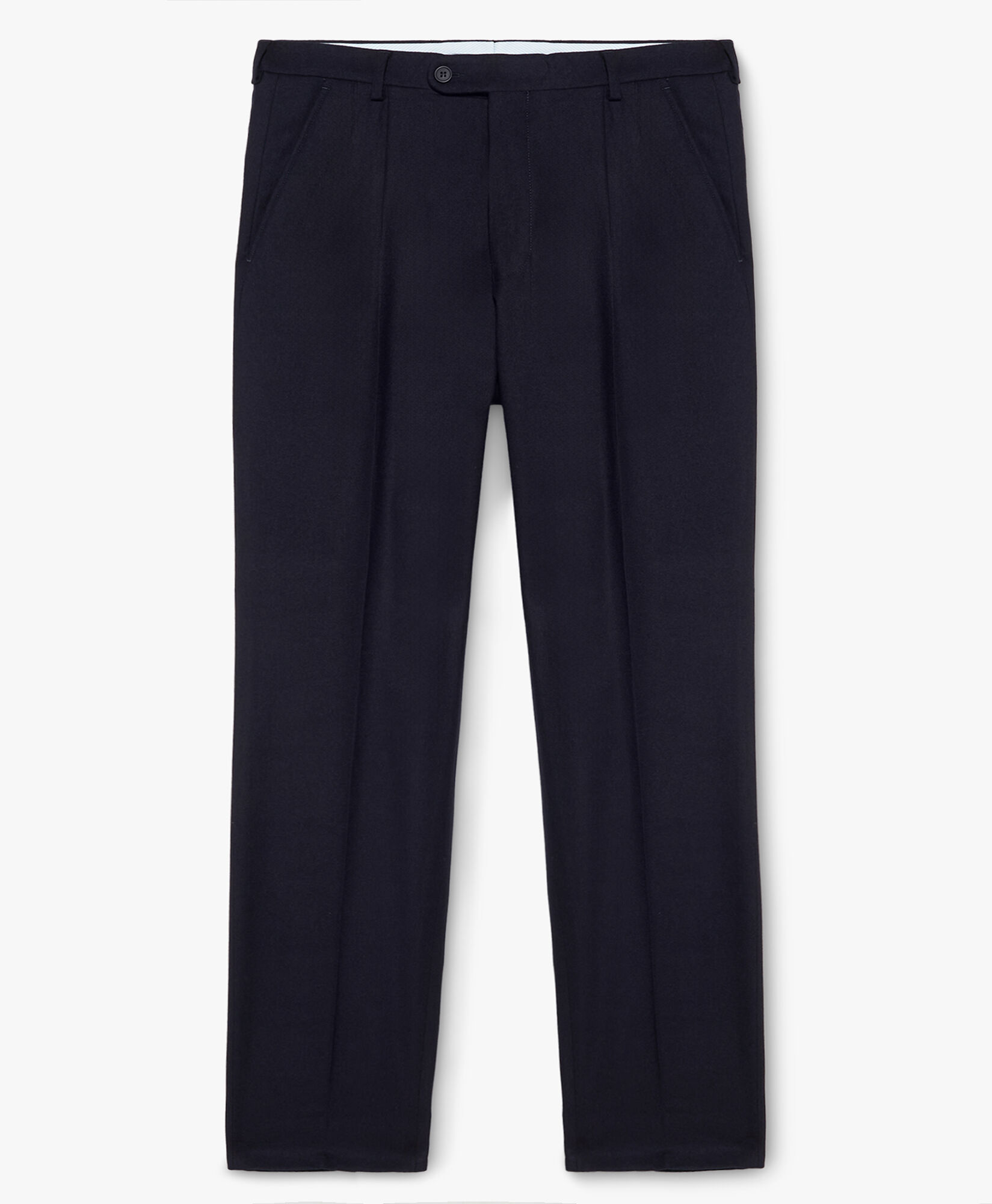 Brooks Brothers Navy Blue Wool Blend Regular Fit Trousers with Pleats Navy DTROU003WOBWV001NAVYP001