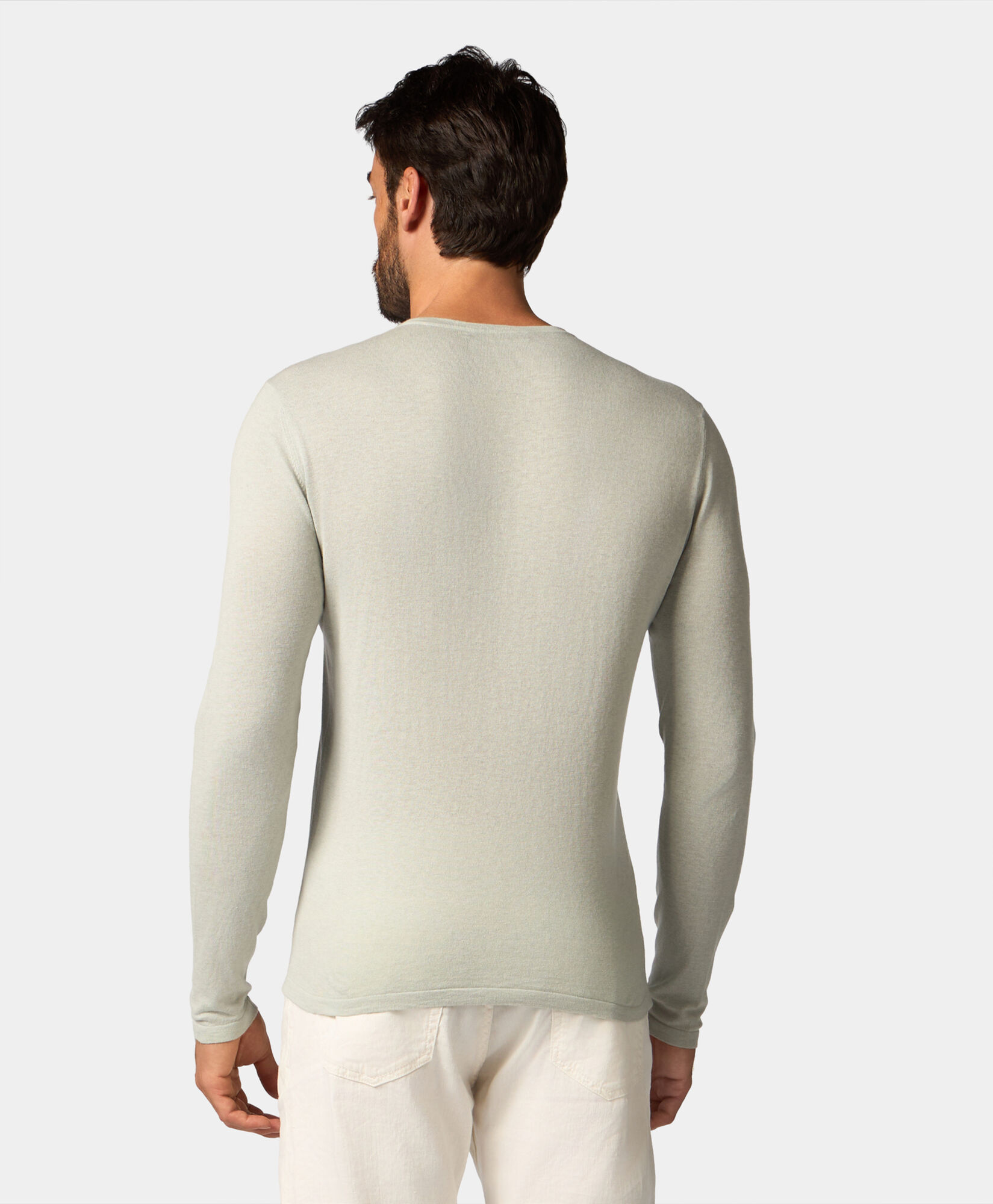 Brooks Brothers Organic Cotton-Linen V-Neck Sweater Teal KNVNK009COBLI004TEALP001