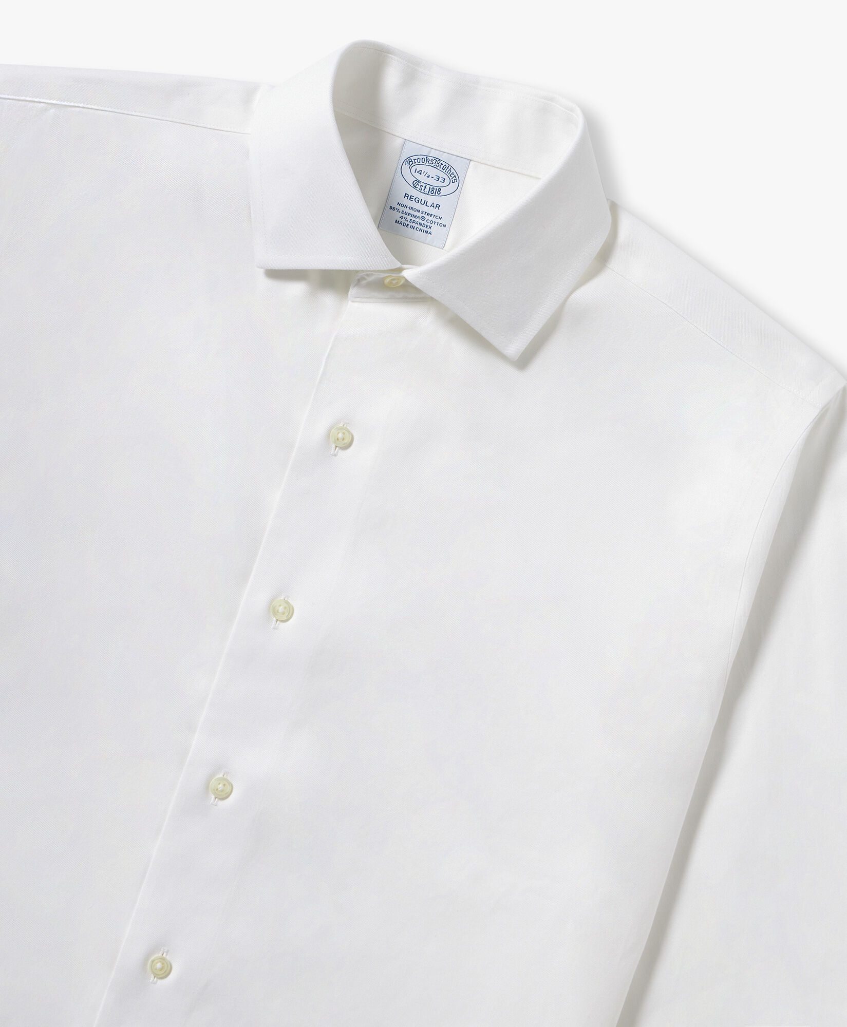 Brooks Brothers Regular Fit Non-Iron Stretch Twill Shirt with English Collar White 1000097508US100205358