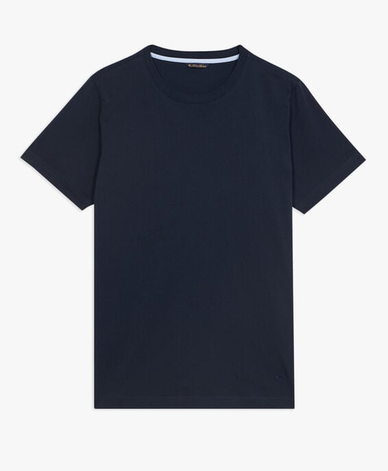 Brooks Brothers Blaues Baumwoll-T-Shirt mit Rundhalsausschnitt Blau KNTSH003COPCO001BLUEP001