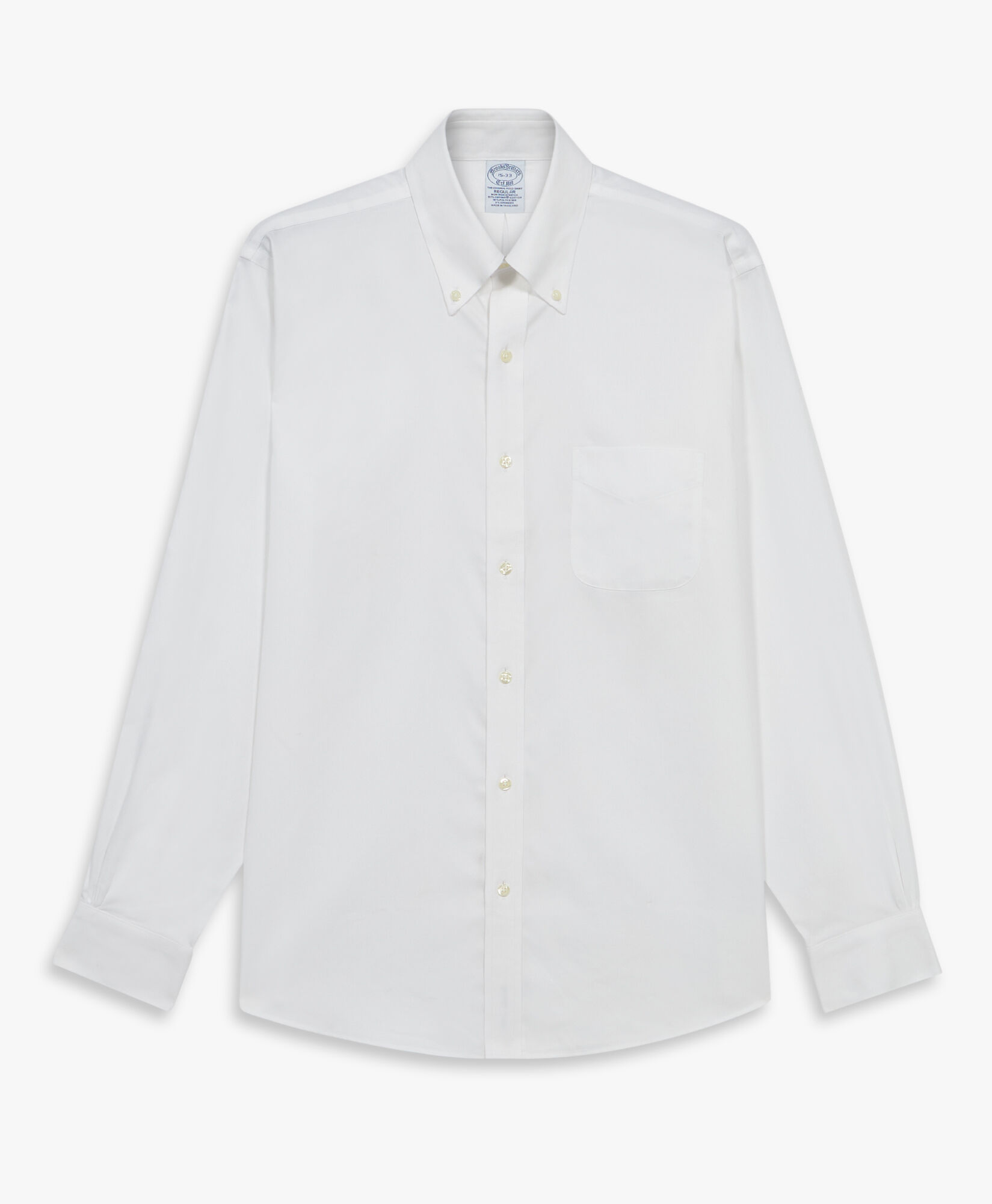 White Regular Fit Non Iron Performance Dress Shirt with Button Down Collar in White for Men Brooks Brothers EU