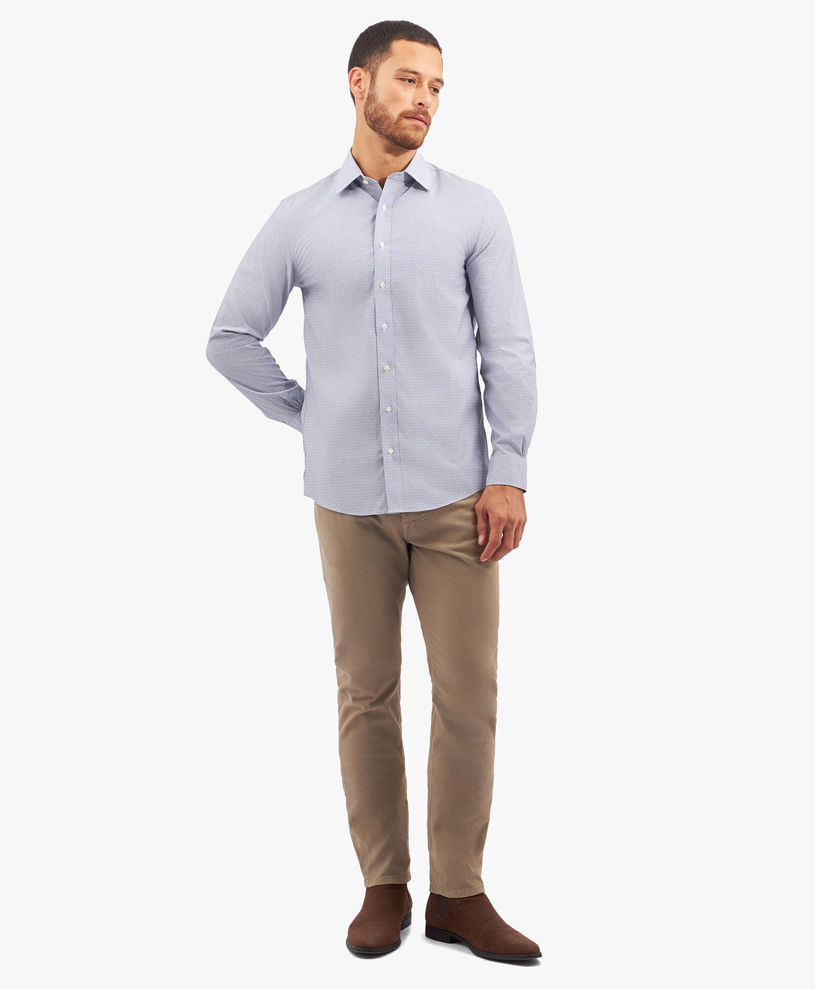 Grey Slim Fit Non Iron Stretch Cotton Dress Shirt with Ainsley Collar in Grey for Men Brooks Brothers UK