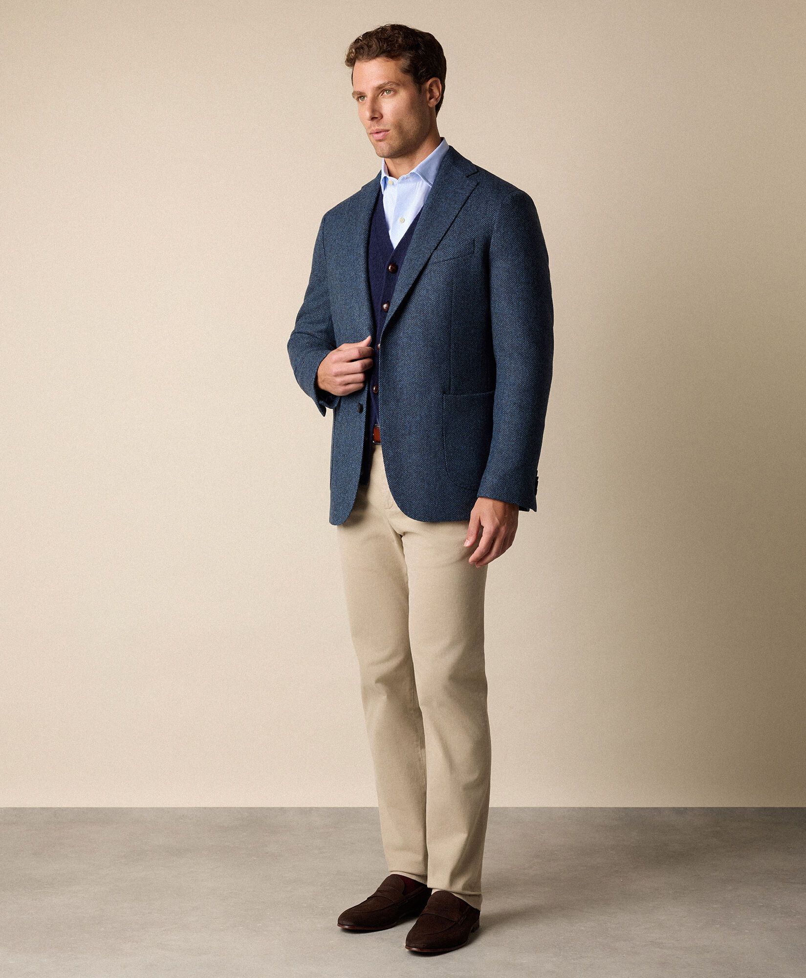 Brooks Brothers Herringbone Tweed Blazer Light Blue JKREG088WOPWO001LTBLF001