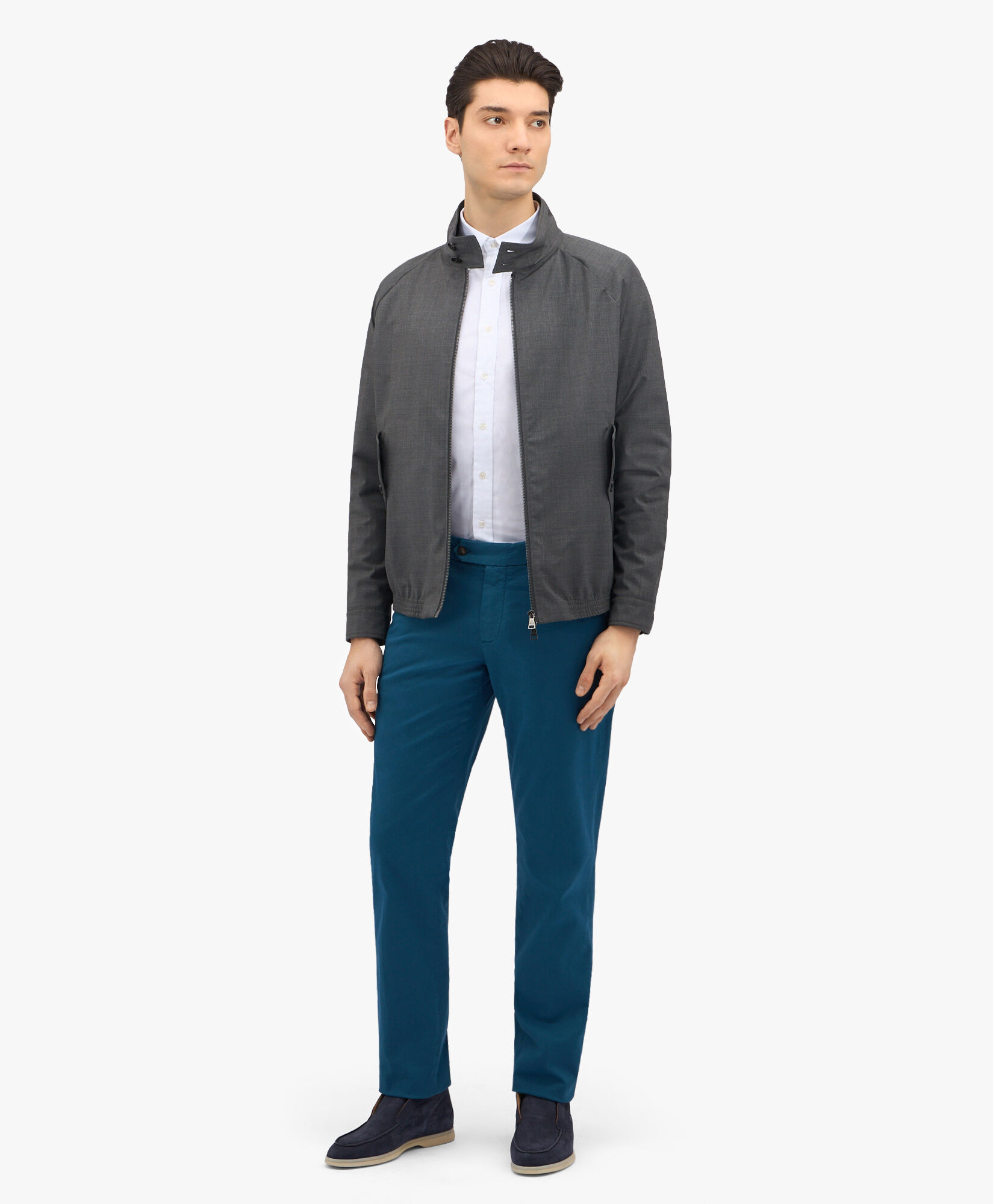 Grey Virgin Wool Harrington Jacket in Medium Grey for Men Brooks Brothers UK
