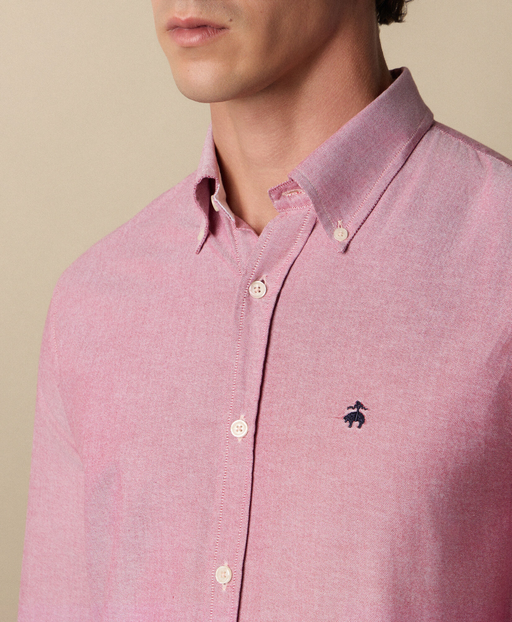 Brooks Brothers Slim Fit Oxford Shirt with Button Down Collar Cherry CSHBD025COPCO001CHERP001