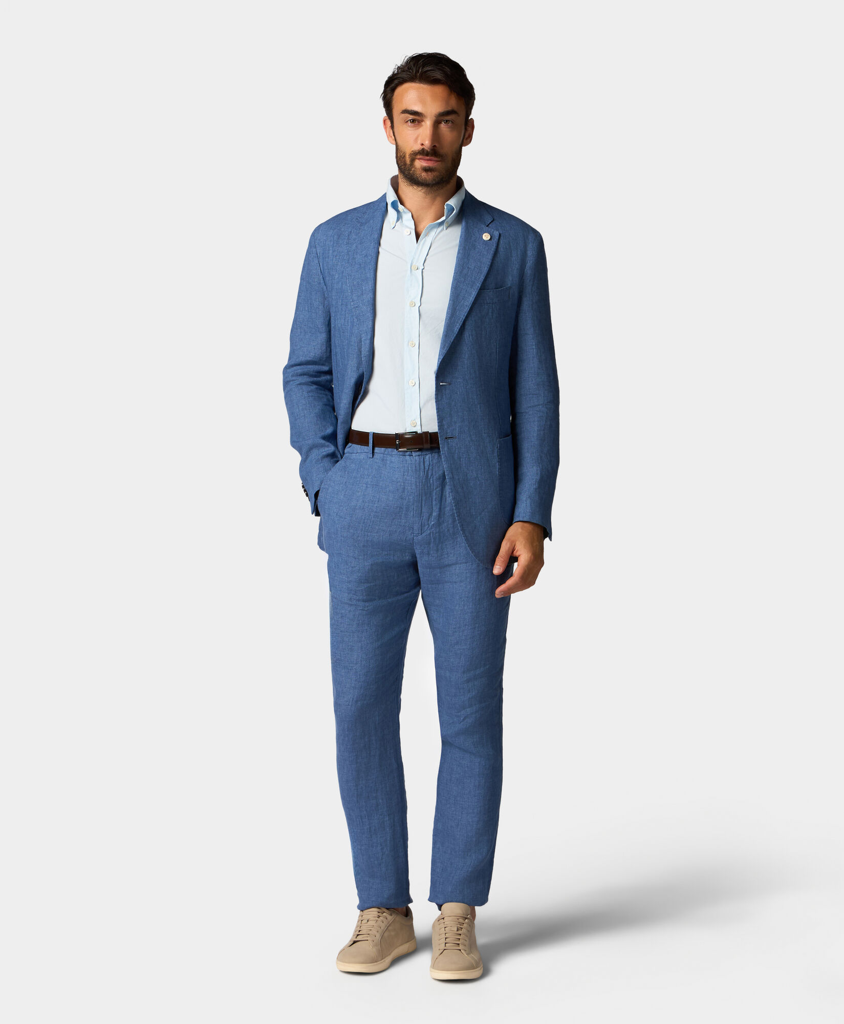 Brooks Brothers Chemise Slim Fit en Coton Teintée à la Garment avec Col Button Down Ciel CSHBD012COPCO001SKYP0001