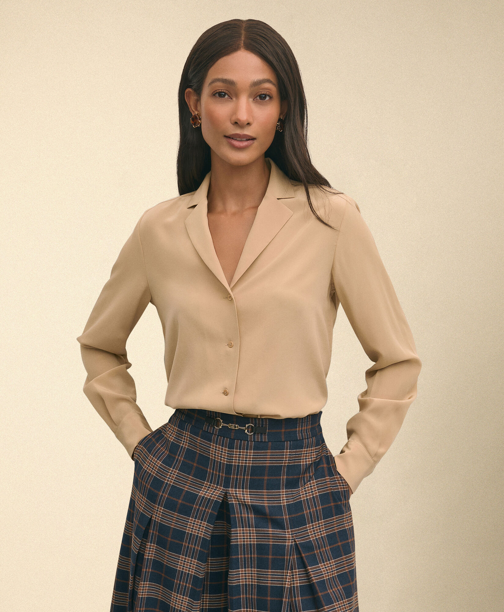 Brooks Brothers Crepe Silk Blouse Incense 1000104909US100224906