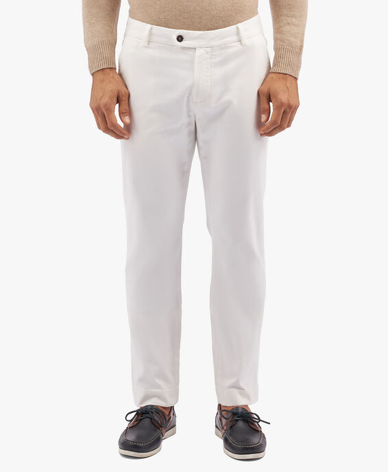 Brooks Brothers White Stretch Cotton Chinos Off White CPCHI014COBSP002OWHTP001