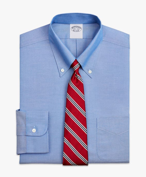 Brooks Brothers Camisa de vestir azul de corte slim non-iron en pinpoint con cuello button down Azul 1000095084US100199386