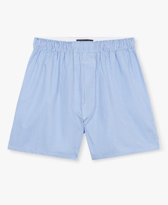 Brooks Brothers Light Blue Checked Cotton Boxers Light Blue UNDER003COPCO001LTBLF001