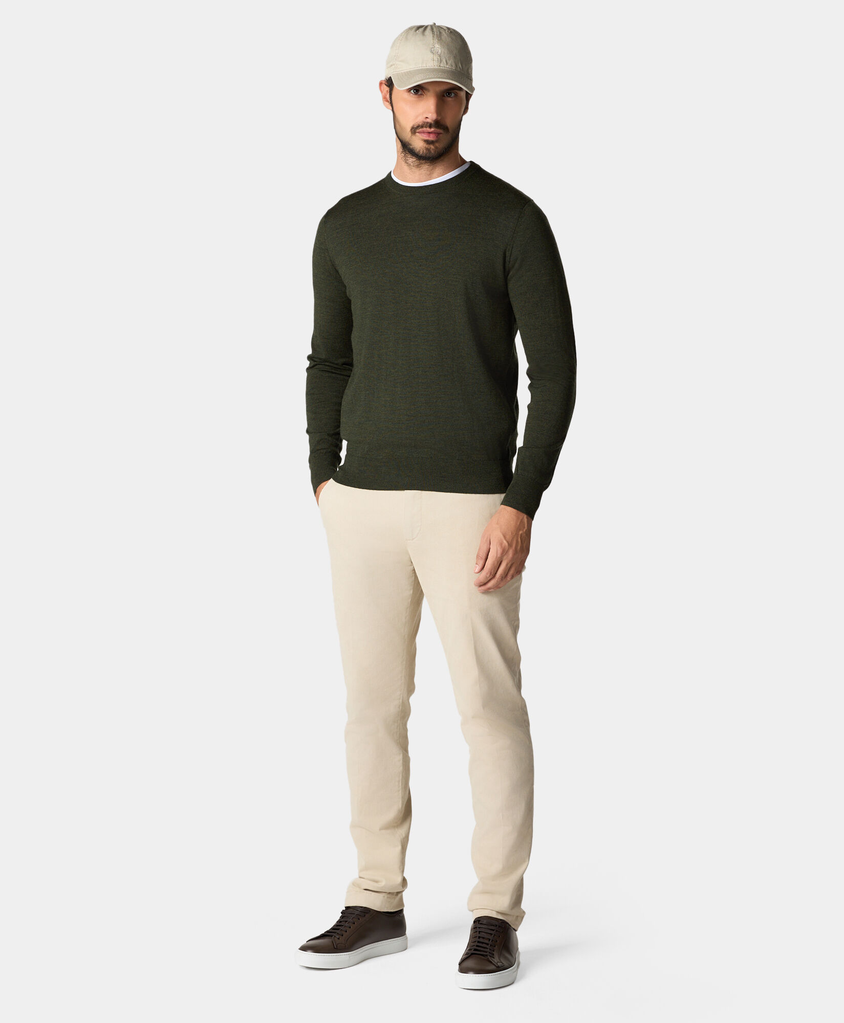 Brooks Brothers Merino Wool Crewneck Sweater Green KNCRN005WOPWO002GREEP001