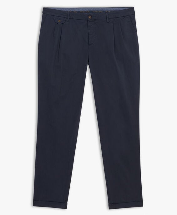 Brooks Brothers Pantalón chino azul marino de corte regular en algodón con doble pinza Azul marino CPCHI030COBSP002NAVYP001