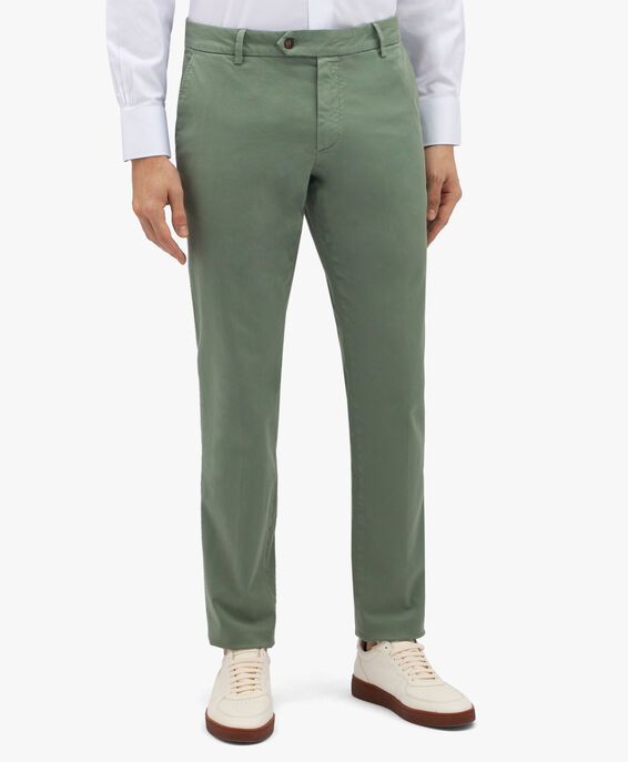 Brooks Brothers Green Stretch Cotton Chinos Green CPCHI026COBSP002GREEP001