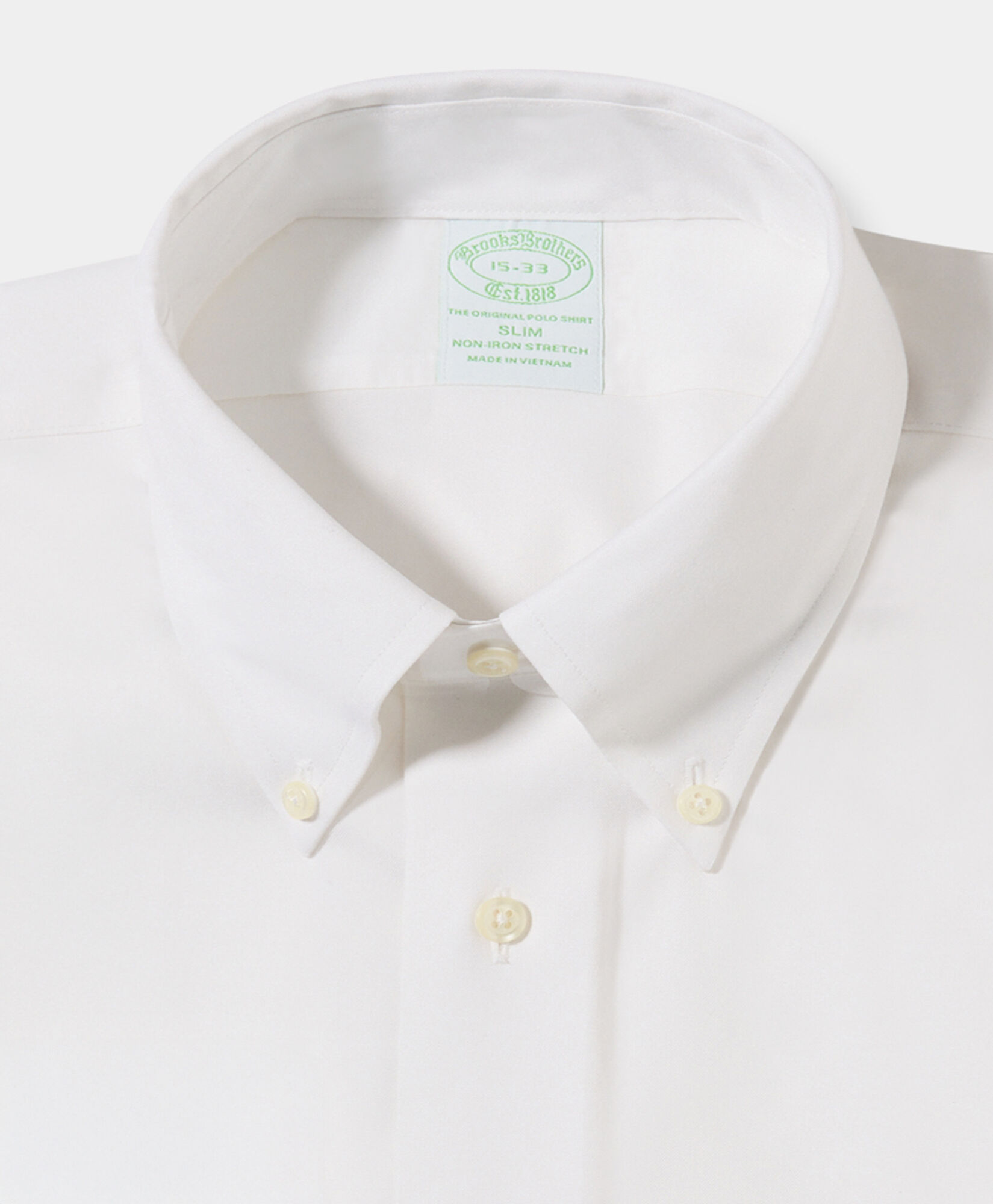 Brooks Brothers Chemise Pinpoint en Coton Oxford Coupe Slim Non-Iron avec Col Button Down Blanc 1000107592US100228149